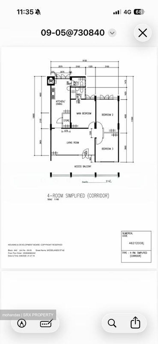 Blk 840 Woodlands Street 82 (Woodlands), HDB 4 Rooms #600880861